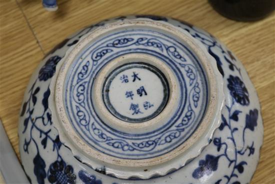 A collection of Chinese blue and white ceramics